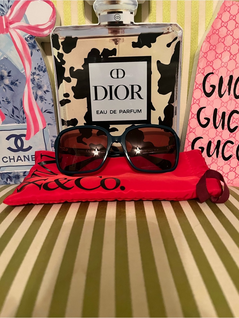 Women's Black Frame Sunglasses with Brown Tint by Max & Co.